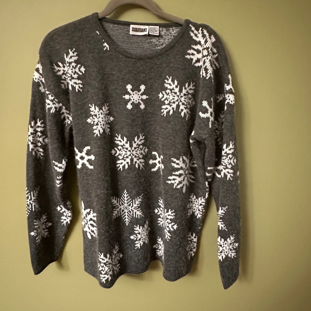 Suburban Vintage Snowflake Sweater Oversized Sz‎ M/L Eyelash Acrylic Holiday